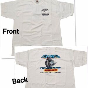 Bob's Machine Shop BMS White T-shirt  For More Inches Stroke It! Sz XL New Calif